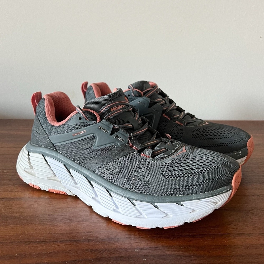 Hoka One One Gaviota 2 Running Shoes Gray Coral Mesh Cushion Womens Size 8
